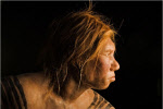 a Neanderthal woman, side view