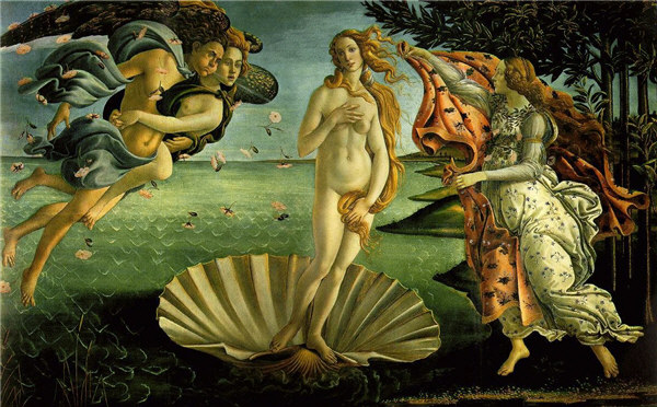 The birth of Venus by Sandro Botticelli