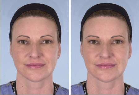 Westmore (left) and makeup artist (right) eyebrow versions share similar proportions for oval face.