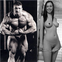 Dorian Yates (left) and Elkie from Simonscans.