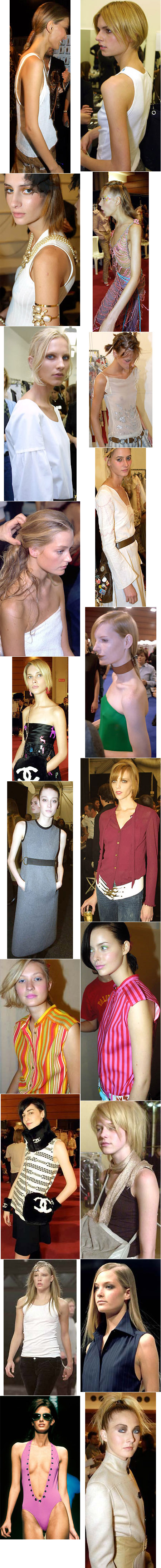 Some examples of the small breasts often seen in high-fashion models.